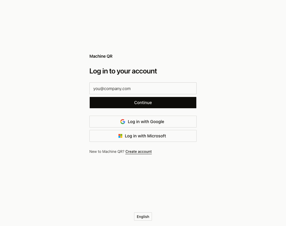 Log in to Machine QR